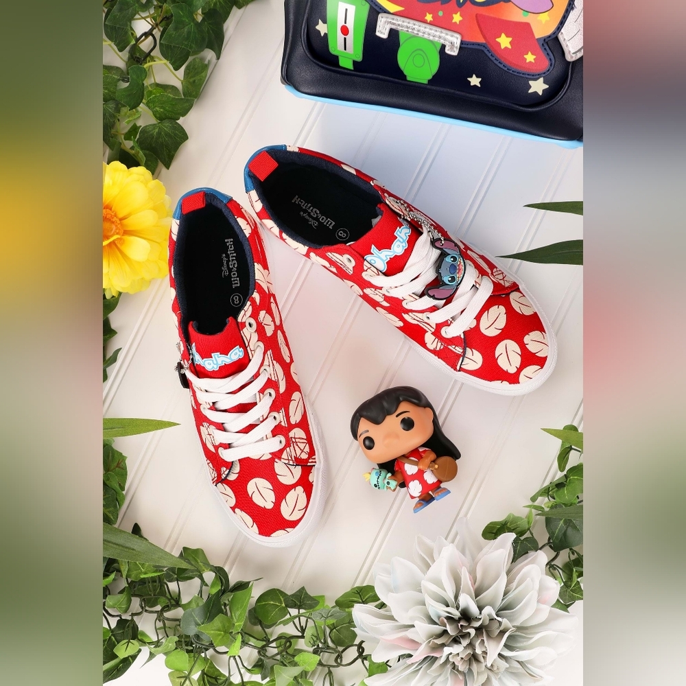 NWT Disney Lilo & Stitch Lilo Low-Top Unisex Red Sneakers- Size 11- Tropical